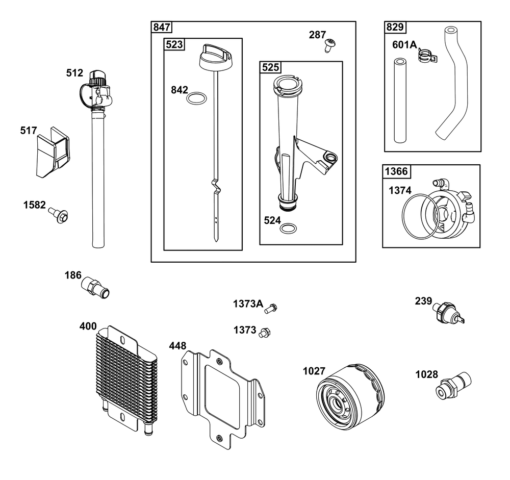 Lubrication Group Diagram and Parts List for 49C877-0004-G1 400000 - 699999 Briggs and Stratton Engine